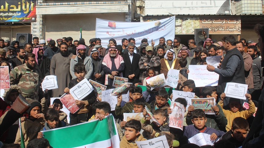 Suriye'de terör örgütü PKK/YPG protesto edildi