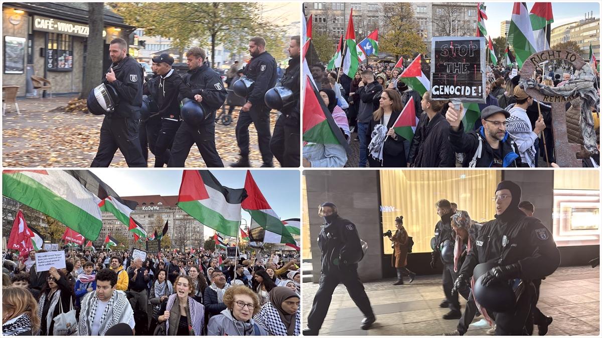 Berlin'de Filistin ve Lübnan'a destek gösterisinde çok sayıda protestocu gözaltına alındı