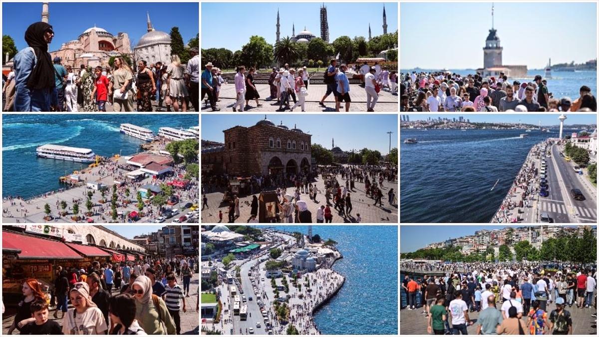 İstanbul'un tarihi ve turistik yerlerinde bayram yoğunluğu yaşanıyor