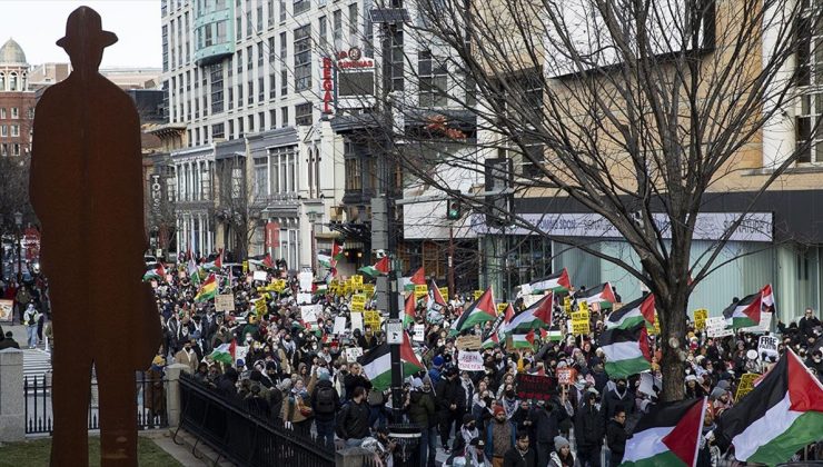 Washington’da binlerce kişi dondurucu soğuğa rağmen Gazze için yürüdü