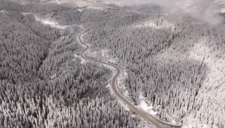 Mayıs ayında beyaza bürünen Ilgaz Dağı dron ile görüntülendi