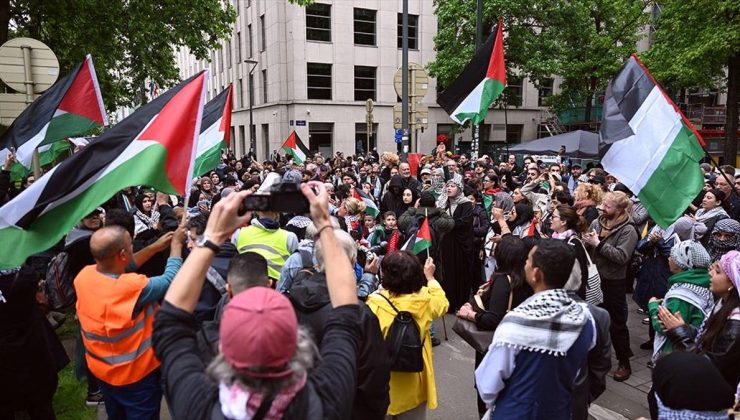ABD’nin Brüksel Büyükelçiliği önünde Filistin’e destek gösterisi düzenlendi