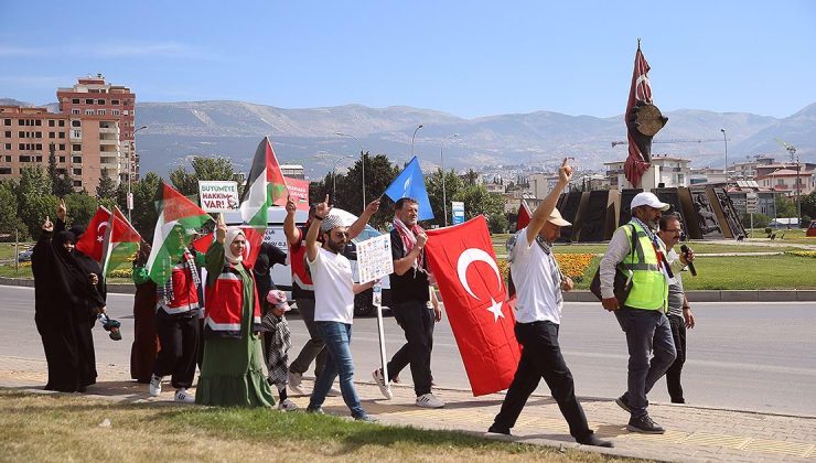 Kahramanmaraş’ta Gazze’ye destek için düzenlenen 40 kilometrelik yürüyüş başladı