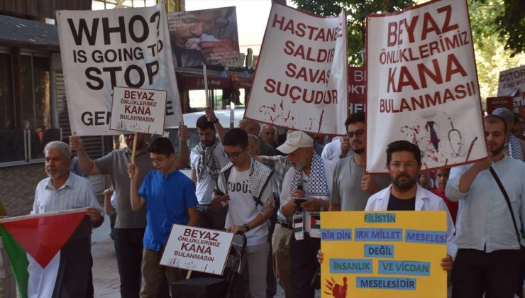 Malatya’da sağlık çalışanları İsrail’in Filistin’e yönelik saldırılarını protesto etti