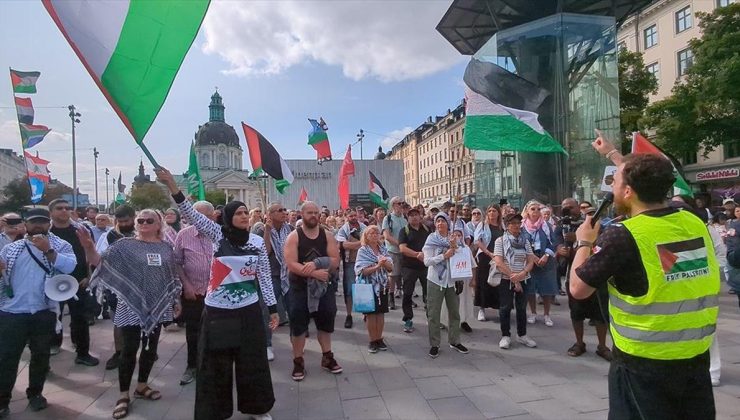 İsrail’in Stockholm Büyükelçiliği önünde Filistin’e destek gösterisi düzenlendi