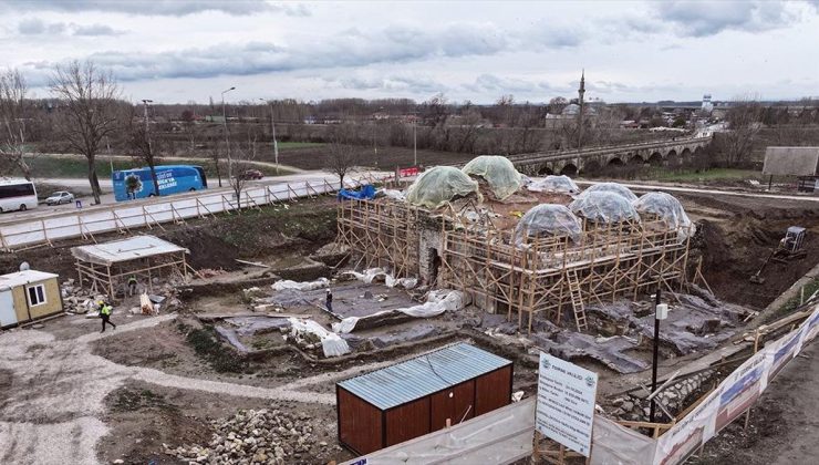 Edirne’deki 15. yüzyıl eseri Gazi Mihal Hamamı’nın restorasyonu sürüyor